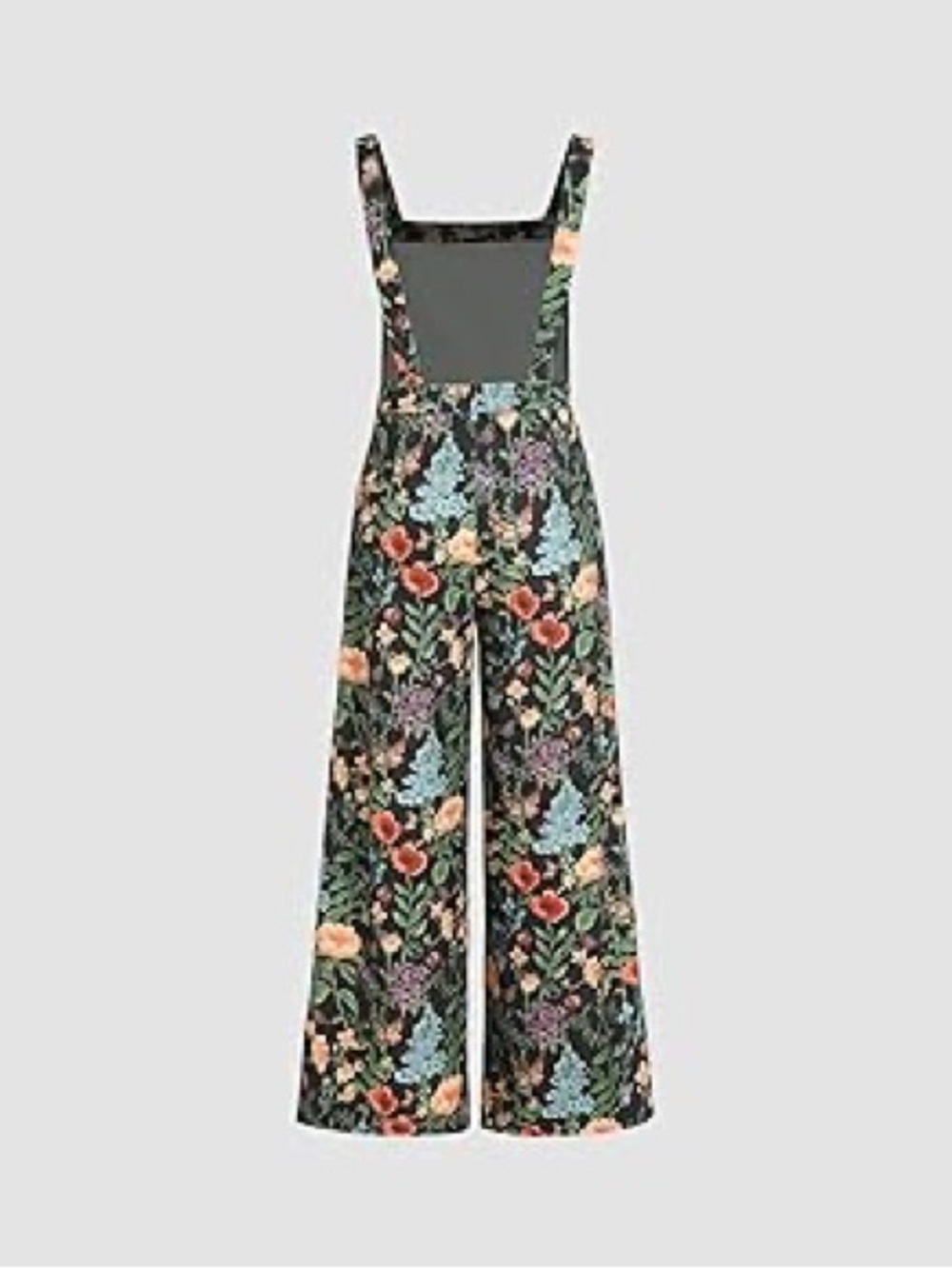 Cider Floral Wide-Leg Jumpsuit with Straps - Black Multi, thin corduroy size L - Picture 2 of 3